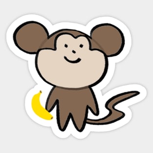 Cute monkey with banana Sticker